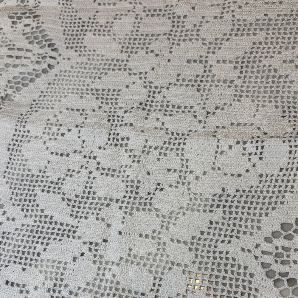Handmade 35" White Lace Table Runner - Picture 5 of 8